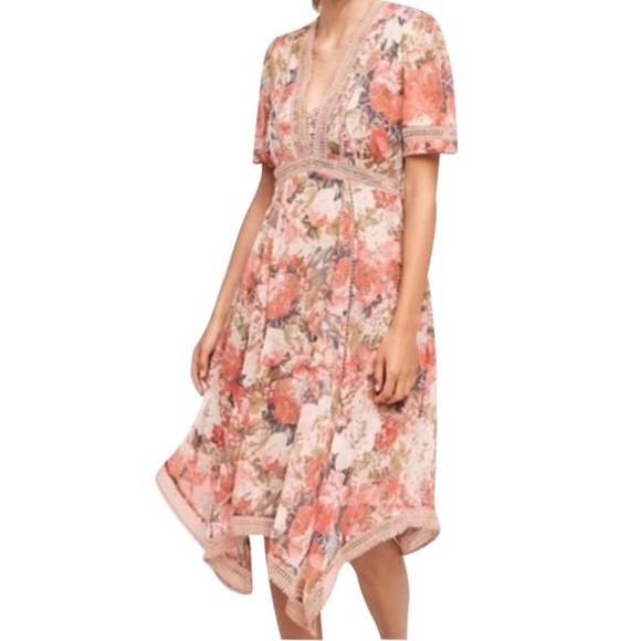 Ranna Gill Anthropologie | Rose Bouquet Floral Lace Dress | Sz 2 - Picture 2 of 13